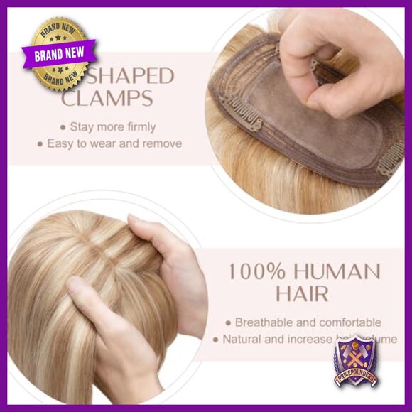 Human Hair Topper with Bangs for Thin Hair, 6 Inch Length, Handmade Lace Base main image 6